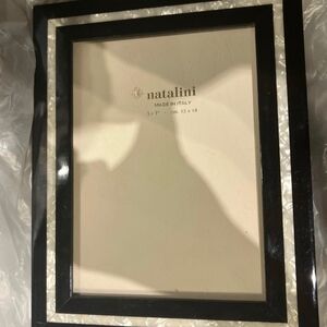 NWOT Natalini Hand Made in Italy Black Marquetry Photo Picture Frame 5x7